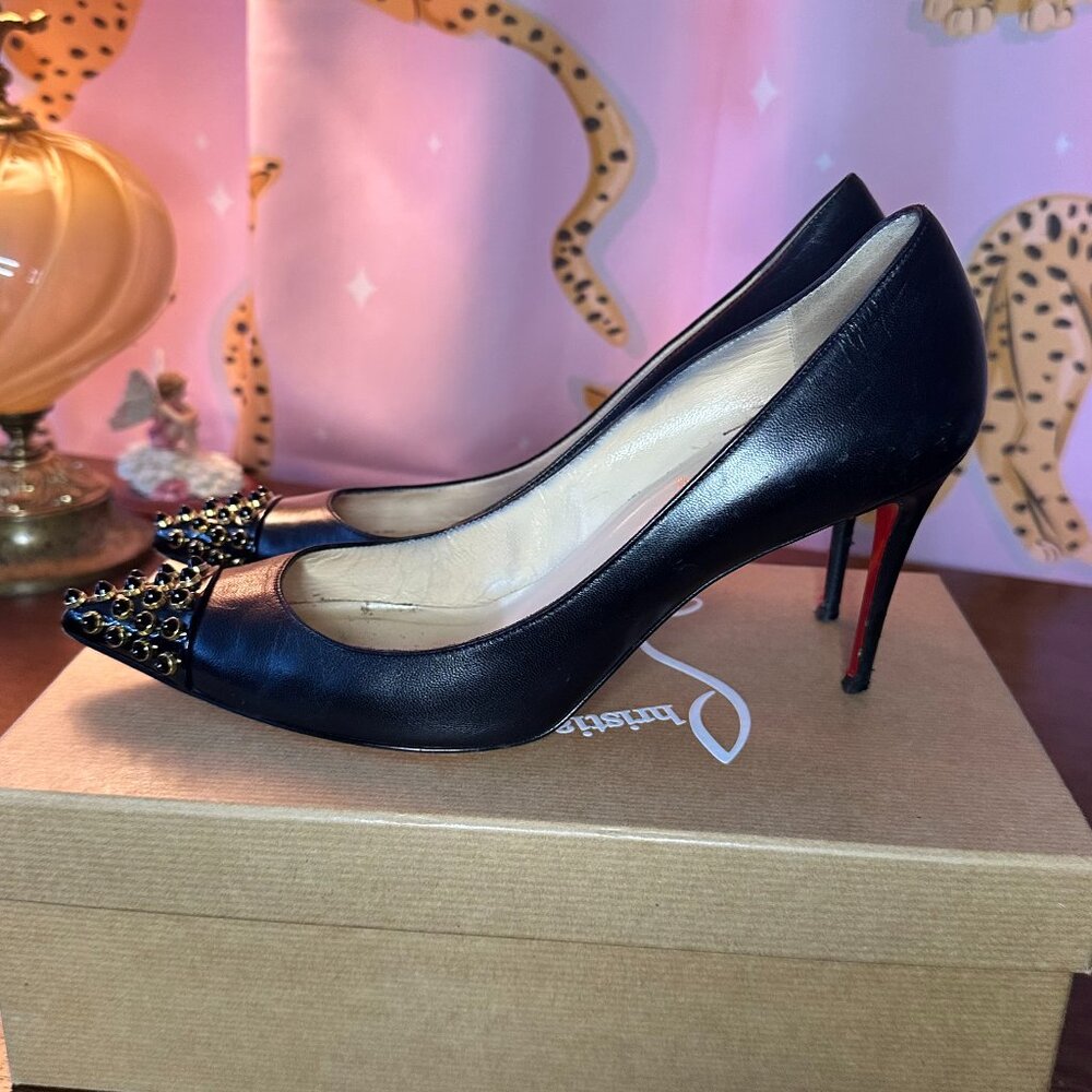 Christian Louboutin Kid Cabo 85 Pumps 39 Black Gold
